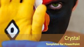  Presentation with look - Beautiful slides featuring abstract design red - young man with a clown backdrop and a  colored foreground