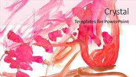  Presentation with abstract water colour - Colorful PPT theme enhanced with watercolor yellow green blue layers - abstract drawing water colour paints backdrop and a coral colored foreground