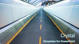  Presentation with greenn abstract - PPT theme with abstract empty escalator background and a ocean colored foreground