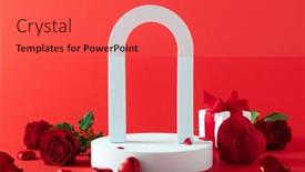  Presentation with abstract red - Slide set enhanced with abstract-empty-white-podium-arch background and a red colored foreground