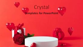  Presentation with abstract red - Presentation theme featuring abstract-empty-white-podium-hearts and a red colored foreground