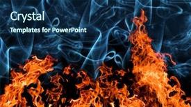  Presentation with black and darg orang preson - Beautiful PPT theme featuring abstract fire - orange flame with smoke backdrop and a navy blue colored foreground