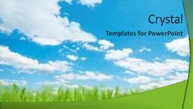  Presentation with blue floral - Audience pleasing presentation theme consisting of bunches of grass with blooming backdrop and a teal colored foreground