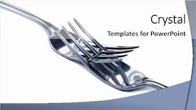  Presentation with portfolio - Audience pleasing presentation theme consisting of abstract fork background as a food concept dual tone in my portfolio have more photos of kitchen utensils backdrop and a white colored foreground