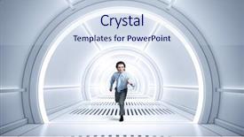  Presentation with virtual - Cool new PPT layouts with abstract futuristic - man run in virtual room backdrop and a sky blue colored foreground