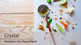  Presentation with molecular - Presentation design featuring abstract gastronomy vanguard concept molecular background and a soft green colored foreground