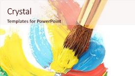  Presentation with paint brush - PPT layouts consisting of abstract gouache paint and brush background and a  colored foreground