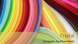  Presentation with rainbow wave - Presentation theme featuring abstract gradient rainbow color wave background and a yellow colored foreground