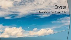  Presentation with sky blue - Presentation theme featuring abstract greay clor - white clouds in a blue background and a soft green colored foreground