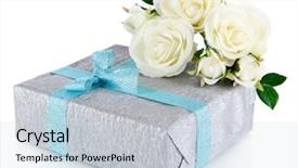  Presentation with elegant green white romantic - PPT theme featuring delicious green ravioli with the addition of spinach dough stuffed with ricotta and porcini mushrooms poached quail egg blue cheese on a black plate on a wooden background background and a dark gray colored foreground.