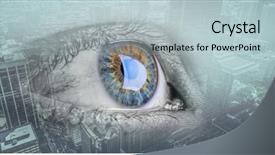  Presentation with abstract hi tech - Cool new slide set with abstract high tech eye concept backdrop and a light blue colored foreground