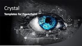  Presentation with high tech - Presentation theme consisting of abstract high tech eye concept background and a dark gray colored foreground