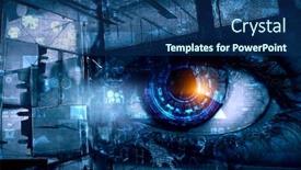  Presentation with high tech - Colorful presentation design enhanced with abstract high tech eye concept backdrop and a ocean colored foreground