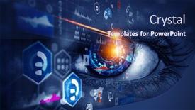  Presentation with high tech - Amazing slide set having abstract high tech eye concept backdrop and a navy blue colored foreground