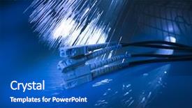  Presentation with network cable - Theme enhanced with abstract high tech media - fiber optical network cable background and a ocean colored foreground