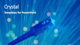  Presentation with network cable - Cool new slide deck with abstract high tech media - fiber optical network cable backdrop and a ocean colored foreground