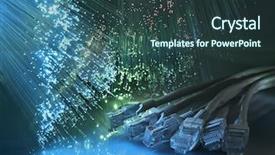  Presentation with network cable - Slides consisting of abstract high tech media - network cable closeup with fiber background and a tawny brown colored foreground