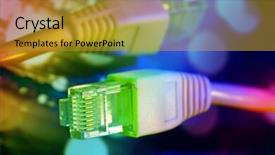  Presentation with network cable - Slide deck consisting of abstract high tech media - network cable background and a gold colored foreground