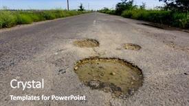  Presentation with asphalt road animtion - Presentation design featuring abstract holes on asphalt road background and a gray colored foreground
