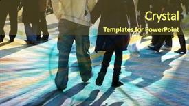  Presentation with busy street - Audience pleasing presentation theme consisting of abstract illustration of busy high street shoppers backdrop and a tawny brown colored foreground