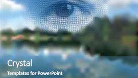  Presentation with nature river - Presentation design featuring abstract illustration with river landscape background and a teal colored foreground