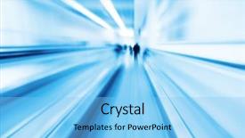  Presentation with moving - Audience pleasing theme consisting of abstract image of moving walkway backdrop and a light blue colored foreground