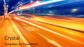  Presentation with city night - Colorful PPT theme enhanced with abstract image of night lights backdrop and a gold colored foreground