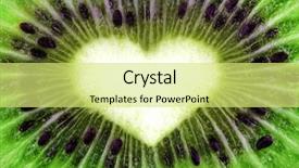  Presentation with shape heart - Audience pleasing PPT theme consisting of abstract kiwi texture with heart backdrop and a yellow colored foreground