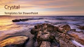  Presentation with art seascape nature sea - PPT layouts with abstract landscape - beautiful seascape composition of nature background and a lemonade colored foreground