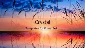  Presentation with sunset - PPT layouts with abstract landscape - sunset over lake view though background and a  colored foreground