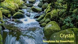  Presentation with river forest - Beautiful theme featuring abstract landscape with waterfall forest backdrop and a tawny brown colored foreground
