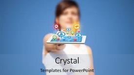  Presentation with business idea modern abstract - Colorful theme enhanced with abstract lights and social icon backdrop and a teal colored foreground