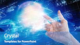  Presentation with mathematics problems - Colorful slide set enhanced with abstract mathematics - hand of man pretending backdrop and a teal colored foreground