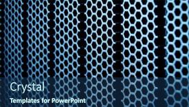  Presentation with grill - Slide deck having abstract metal grill background with blue tint background and a ocean colored foreground