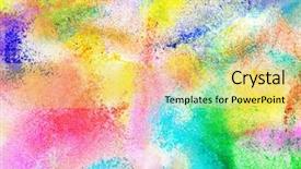  Presentation with powder - Slide set having abstract multi colored powder background background and a yellow colored foreground