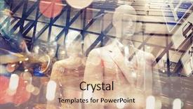  Presentation with urban students - Beautiful PPT theme featuring abstract multi exposure urban background backdrop and a coral colored foreground