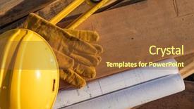  Presentation with house building plans - PPT theme with abstract of constrcution hard hat background and a tawny brown colored foreground