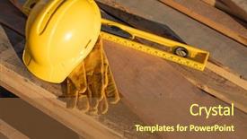  Presentation with wood planks - Slide deck having abstract of constrcution hard hat background and a  colored foreground
