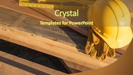  Presentation with wood planks - Slide set featuring abstract of constrcution hard hat background and a  colored foreground