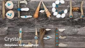 Presentation with sea glass - Slides enhanced with abstract-of-driftwood-seashells-pebbles background and a gray colored foreground
