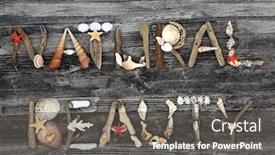  Presentation with wood rustic - Cool new presentation design with abstract of driftwood seashells and pebbles forming the word natural beauty on rustic wood background backdrop and a gray colored foreground
