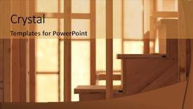  Presentation with abstract 3d construction - Theme with abstract of wood stairs background and a gold colored foreground