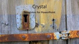  Presentation with keyhole - PPT theme with abstract old keyhole on vintage background and a coral colored foreground