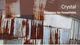  Presentation with old rusty pipe - PPT theme featuring abstract old rusty galvanized background and a tawny brown colored foreground