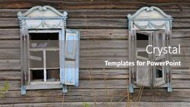  Presentation with windows - Colorful PPT theme enhanced with abstract-old-windows-in-broken backdrop and a gray colored foreground