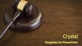  Presentation with court gavel - Slide set having abstract on table with room background and a tawny brown colored foreground