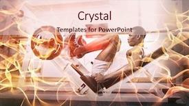  Presentation with orange abstract - Colorful presentation theme enhanced with abstract orange glowing black background against male weightlifter doing leg presses in gym backdrop and a lemonade colored foreground