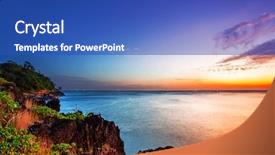  Presentation with nata de coco tropical fruit - Slides consisting of abstract organge blue - tropical beach at beautiful sunset background and a  colored foreground