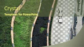  Presentation with walk - PPT theme consisting of abstract pattern of walk way by yangtze river viewed from above in chongqing china background and a tawny brown colored foreground