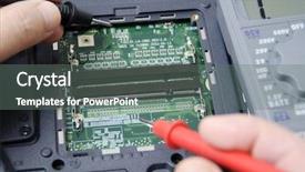  Presentation with repair - Colorful PPT theme enhanced with abstract photo of laptop repair backdrop and a gray colored foreground